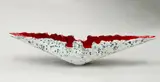 Len Castle, Inverted Volcano, stoneware with grey textured exterior and red lava glaze interior