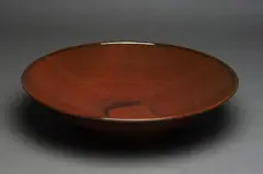 Ray Rogers, Large stoneware platter, with hare's fur type glaze (A/F)