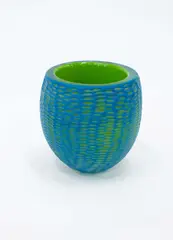 Elizabeth McClure, Sgraffito Vase #46, blown glass, sand-beaded and enamelled