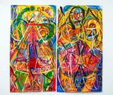 Emily Karaka, Ake Ake, mixed media on paper, diptych (unframed)