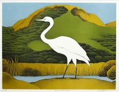 Don Binney, Kotuku, Puketotara, screenprint, A/P VII