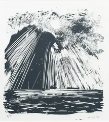 Michael Smither, Pacific Bomb Testing, linocut, A/P