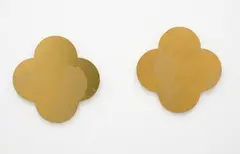 Remembrance by Max Gimblett, set of 2 silk-screenprint on lacquered brass quatrefoils, offered Oct 2023