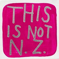 This is not N.Z. by John Reynolds, acrylic and paint marker on canvas, sold Oct 2023