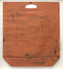 et al., The Creation of the Universe is Inexcusable, acrylic and tape on paper bag