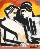 Des Robertshaw, Untitled - Two figures, acrylic on paper
