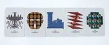 510 Planopus, 26 Masinmas, 487 Letterhead, 228 Combamond, 560 Ziggouse by Richard Killeen, UV inkjet on vinyl on corflute, sold Oct 2023