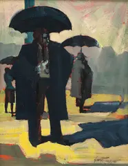Garth Tapper, Sunshower, oil on board