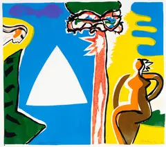 Aldebaran Vacation by Pat Hanly, silkscreen print, 27/40, sold Oct 2023