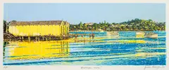 Boatsheds Orakei by Justin Boroughs, screenprint, A/P, sold Oct 2023