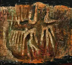 Evolution by Melvin Day, oil and plaster impasto on canvas, offered Oct 2023
