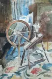 Olivia Spencer Bower, Spinning Wheel, watercolour