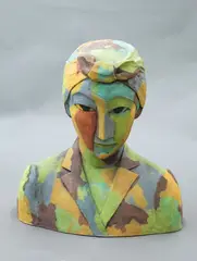 Ann Verdcourt, Wartime Nora, dryglaze ceramic with fired-on colour