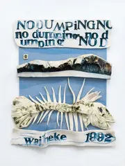 Penny Ericson, No Dumping, ceramic on board