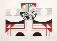 Paratene Matchitt, Me Pehea Te Hunga Tangata Ka Ora (how shall mankind survive) No2, screenprint, 38/50