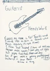 Ronnie van Hout, Guitarist Needs Work, embroidery on canvas