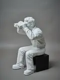 Ottmar Hörl, Sitting Worldview, moulded plastic, MDF, white