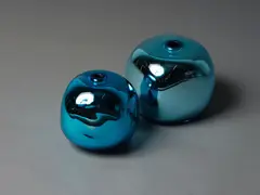 Simone Cenedese, Ciottoli, two hand blown glass sculptures in cubic shape with blue mirrored finish