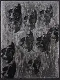Max Gimblett, Untitled (Skulls), metallic foils and silkscreen print on paper