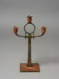 Wmf, Art Nouveau three-branch candlestick, copper and brass