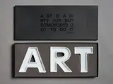 Loft Design, Art is a Dirty Job But Somebodys Got To Do It, three ceramic letters in original box