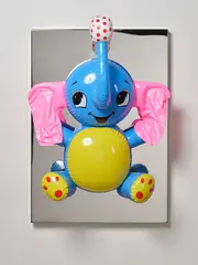 Untitled (Elephant) by Jeff Koons, inflatable plastic elephant, mirror polished stainless steel box, 27/50, sold Sep 2023