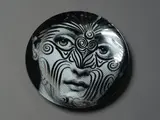 Fornasetti, Wall plate, No. 9 from the series Themes and Variations, hand decorated porcelain with platinum