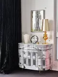 Fornasetti, Curved chest of drawers Palladiana, silkscreen and lacquered wood