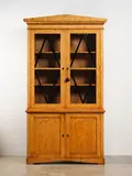 Biedermeier, Bookcase Chiffonier, in two sections, upper section bookcase with two glazed doors, featuring classic diamond-shaped