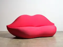 Studio 65 for Gufram, Bocca Lip Sofa, couch in soft polyurethane upholstered with fabric, edition of 1000, based on an original design by Salvador Dali