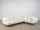 Charles Sofa by Antonio Citterio for B&B Italia, corner sofa with white leather upholstery, die-cast aluminium feet, sold Sep 2023