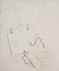 Geometric Mouse, Scale D by Claes Oldenburg, stainless steel wire, bead chains and nickel-plated fasteners on photo offset die-cut cardboard, from an edition of 155, offered Sep 2023