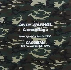 Camouflage by Andy Warhol, souvenir scarf issued as an invitation to Andy Warhol’s exhibition, Gagosian NYC, Nov 7 1998 - Jan 9 1999; cotton with s, offered Sep 2023