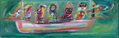 The Ship of Fools by Patrick Hayman, oil and light impasto on board, sold Aug 2023
