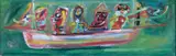 Patrick Hayman, The Ship of Fools, oil and light impasto on board