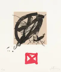 Initiales (Initial) by Antoni Tàpies, etching and aquatint, 5/50 (1999), sold Aug 2023