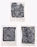 Bill Hammond, Carpet Designs, ink and graphite on paper, three panels
