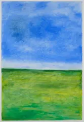 Colin McCahon, A Poem of Kaipara Flat - Buttercup Fields Forever, watercolour and pastel on paper