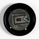 Ralph Hotere and Mary McFarlane, Torre de la Vela III, acrylic, gilt and amalgam on reverse of glass mounted in circular frame