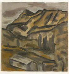 View from Mrs Neame’s Old House at Mahau by Colin McCahon, oil and charcoal on paper, circa 1939, sold Aug 2023
