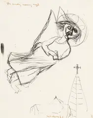 Colin McCahon, The Sunday Morning Angel, ink on paper