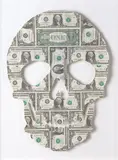 Fiona Margaret Hall, 21st Century Man, collage of American dollars, unique work in a series of 25 (No. 15)