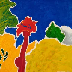 Each Thing has its own Halo by Pat Hanly, acrylic and enamel on board, offered Aug 2023
