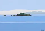 Don Binney, Rakino, Northward II, acrylic and oilstick on paper