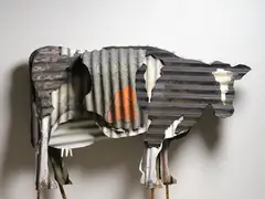 Jeffrey Thomson, Cow, corrugated iron and acrylic paint