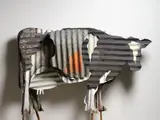 Jeffrey Thomson, Cow, corrugated iron and acrylic paint