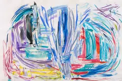 Gretchen Albrecht, Whirlpool 2, acrylic, pastel and collage on paper