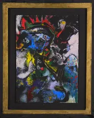 Head by Philip Clairmont, acrylic on board, sold May 2023