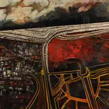 Robert Ellis, Motorway Journey, oil on canvas