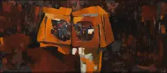 Buck Nin, Ochre Symphony, oil on board